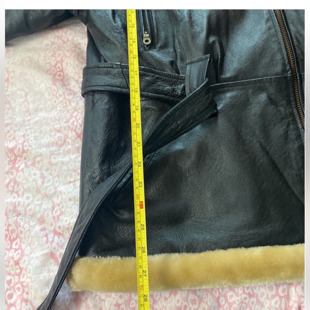 Vintage Wilda black leather & fur coat - Picture 8 of 12